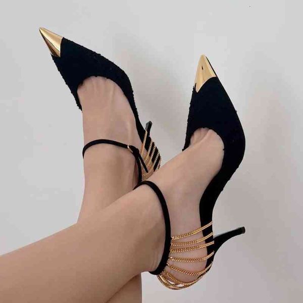 

shoes women dress red bottom high heels womens luxurys designers genuine leather pumps lady sandals wedding bottoms metal chains black