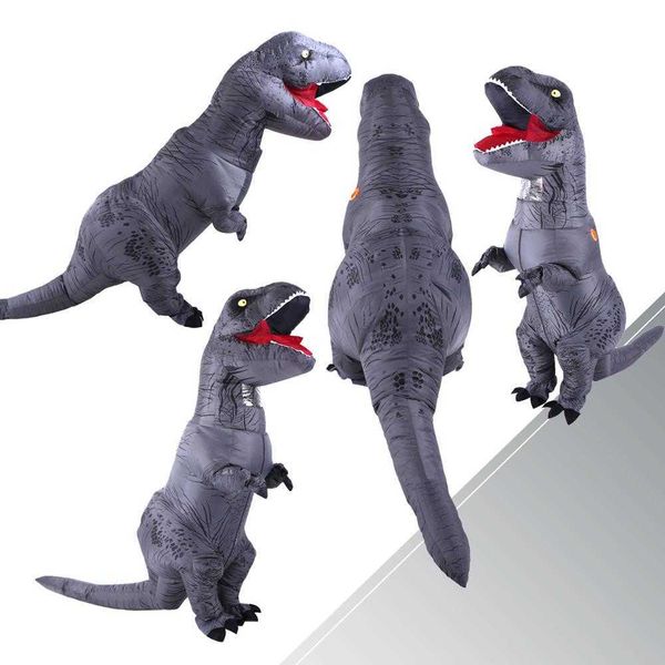 

inflatable costume dinosaur costumes grey t rex blow up fancy dress mascot cosplay costume for men women kids dino cartoon q0910, Blue