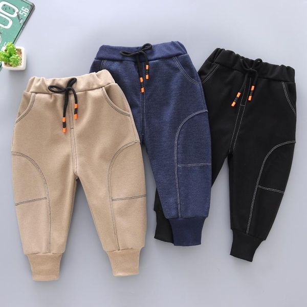 

children's spring and autumn casual pants boys outer wear mid-waist small feet pure cotton sports trousers, Blue