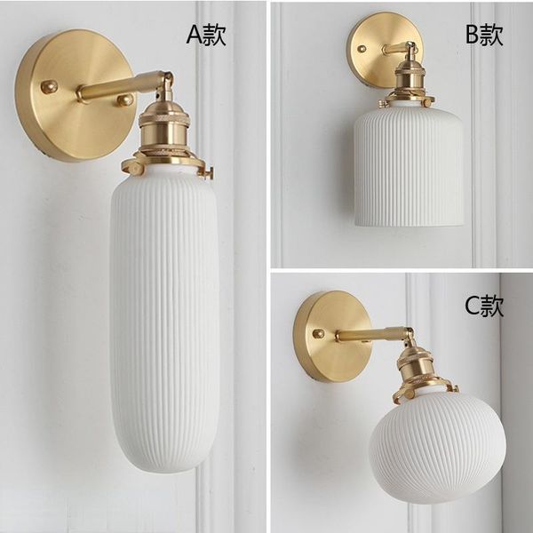 

wall lamps nordic ceramic led light bathroom mirror bedroom modern japanese style vintage lamp sconce home decor lighting
