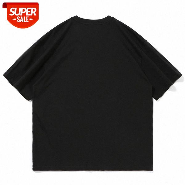 

2021 moon pocket print tshirt summer harajuku loose t shirt fashion casual cotton male tees streetwear #l33l, White;black