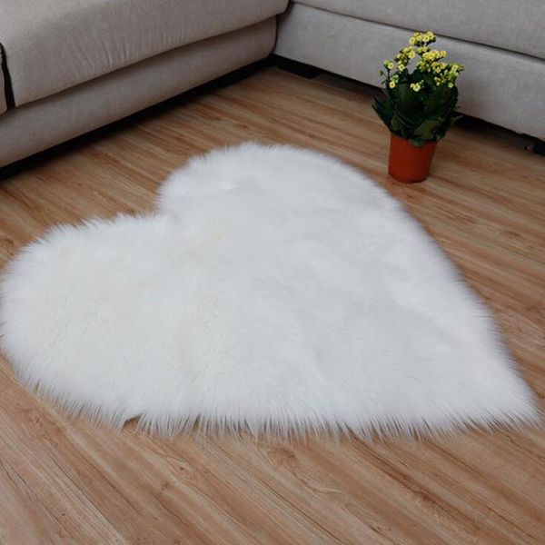 

carpets love heart shaped rugs imitation wool shaggy carpet mat living room bedroom floor decor soft anti-skid 2 size