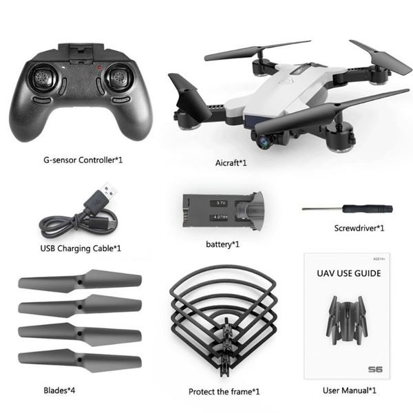 

drones smrc s6 rc foldable mini headless mode drone quadcopter aircraft with 720p wifi hd camera led light altitude hold ti