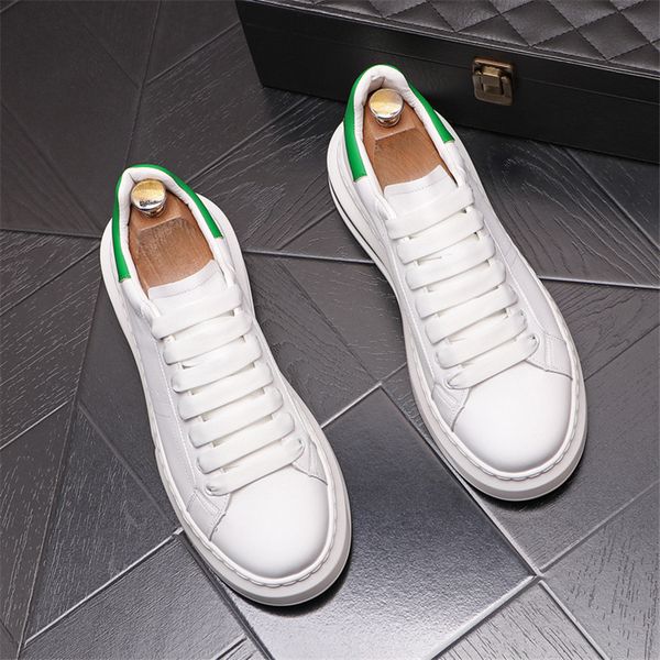 

classic 4 seasons wedding dress party shoes fashion men ace-up non-slip vulcanized sneakers spring autumn lace-up non-slip white walking cas, Black