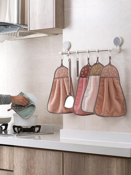 

towel 1 pc coral velvet flower hand towels hanging lint-cleaning cloth cleaner absorbent kitchen dishcloth gadgets tools