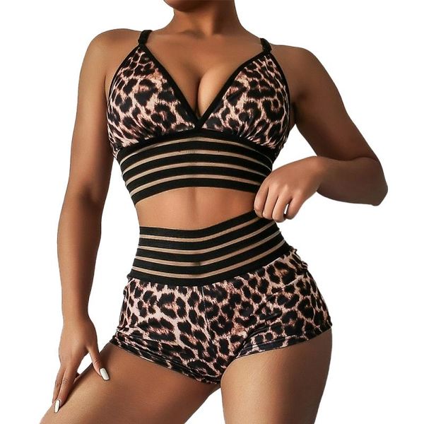 

women's shorts women leopard short skinny elastic waist gym workout waistband summer casual fitness pants, White;black