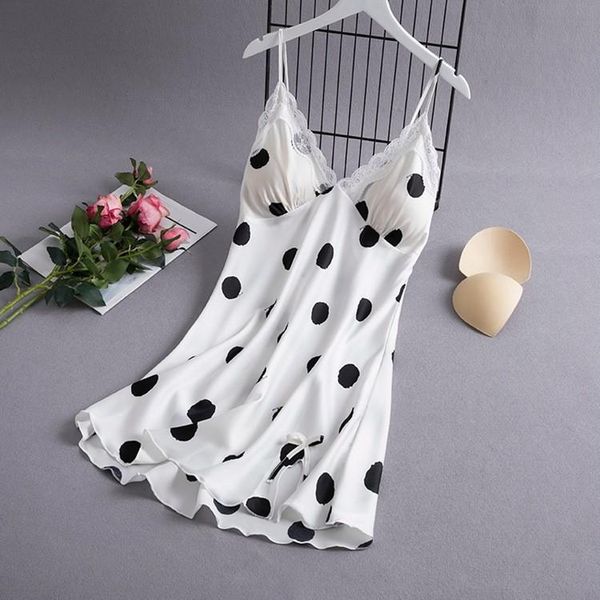 

women's sleepwear chemise nightgown satin v-neck nightdress lady suspender lace trim casual summer dressing gown thin intimate lingerie, Black;red