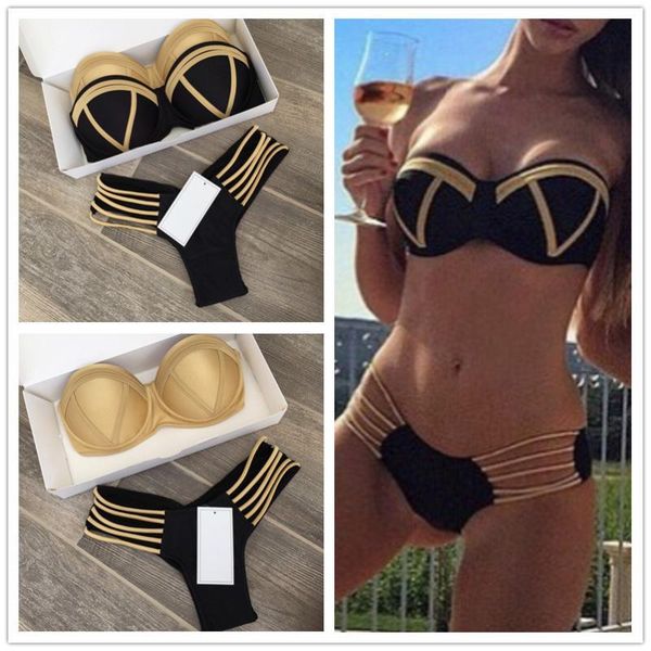 

women's swimwear 2021 bikini strip swimsuit beach suit, White;black
