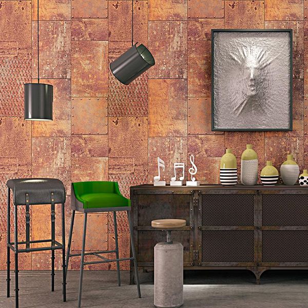 

wallpapers industrial wind, metal, iron sheet, wallpaper, bar, cafe, restaurant, clothing store, loft waterproof wallpaper roll