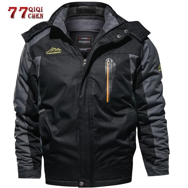 

men's jackets plus size 7xl 8xl 9xl winter fleece jacket men thick warm waterproof windproof parka hooded coats windbreaker military, Black;brown