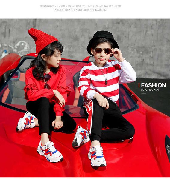 

2021 brother sister sneakers fashion parents and children sports shoes x689 boys girls outdoor running g1025, Black;red