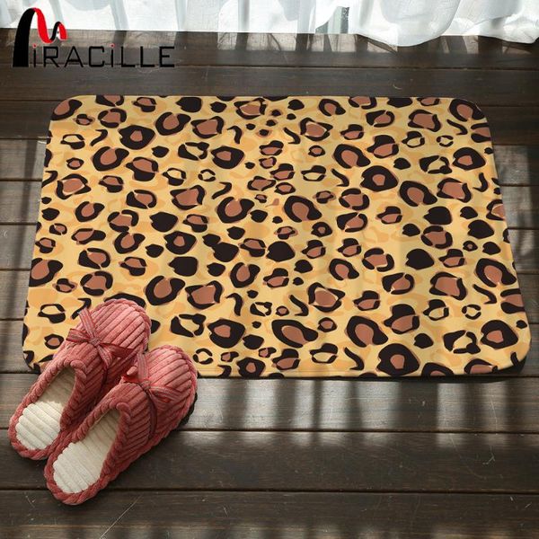 

carpets miracille modern home geometry leopard print outdoor indoor woven fabric non-slip front door entrance doormat decor rug