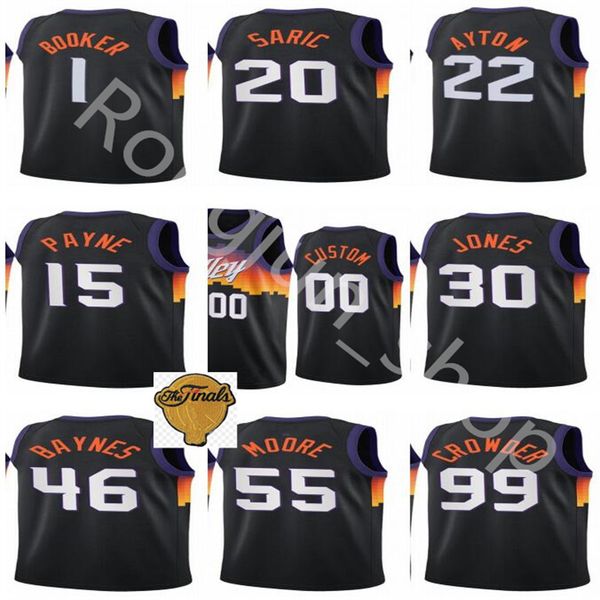 

screen printed basketball jae crowder jersey devin booker 1 deandre ayton 22 mikal bridges 25 chris paul 3 cameron johnson 23 payne valley d, Black;red