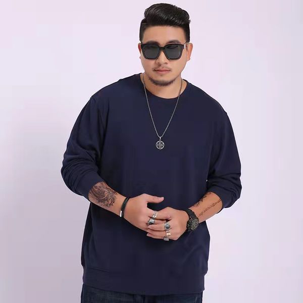 

men's t-shirts round neck loose big yard boy casual fat plus long sleeve t-shirt faction solid suitable for men in spring and autumn, White;black