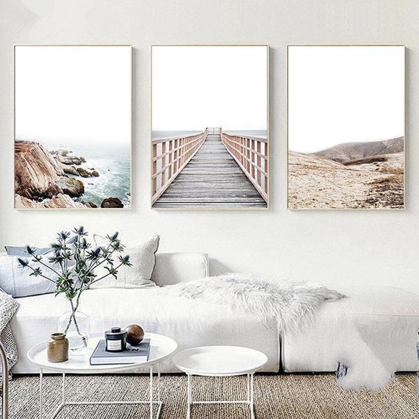 

paintings scandinavian natural scenery nordic decoration print coastal bridge wall picture modern home posters canvas painting