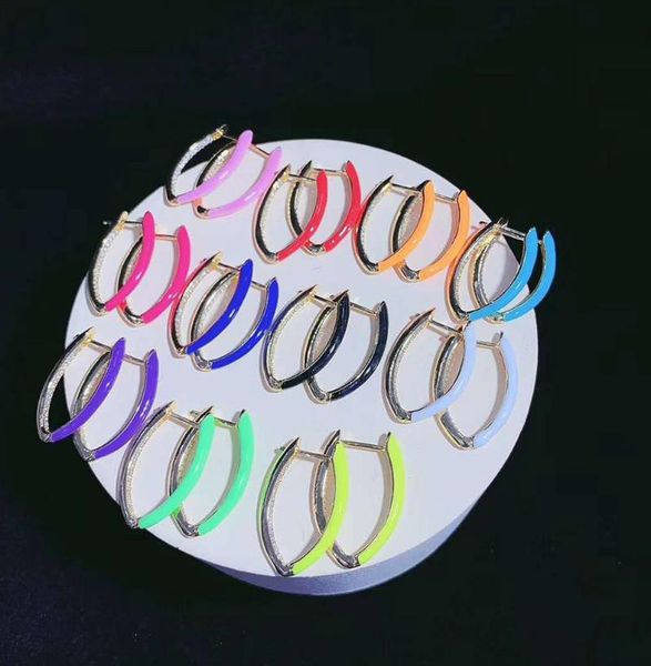 

dangle & chandelier 3pairs women's party cz fuorescent light colorful oval hoop earrings delivery, Silver