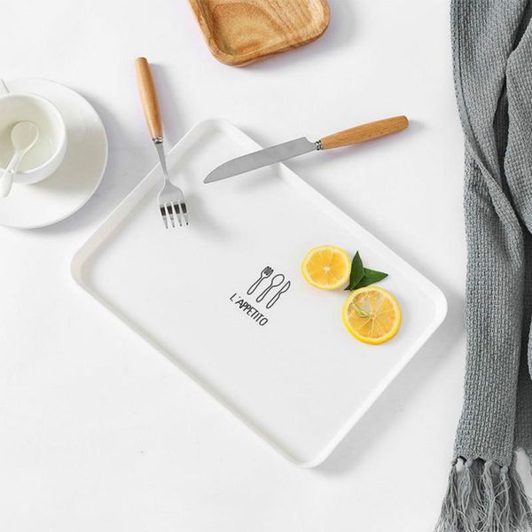 

kitchen storage & organization nordic rectangular plate plastic serving tray breakfast snack tea dessert fruit trays white bread access