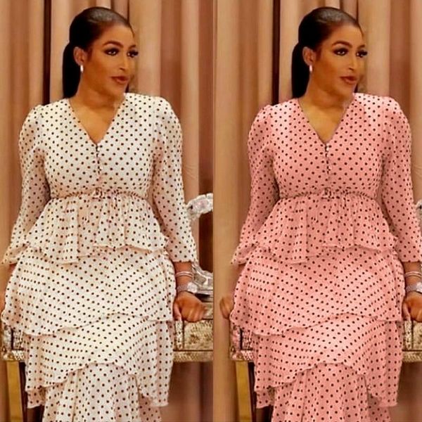 

ethnic clothing african print dresses for women 2021 polk dot evening party dress ladies tutu fashion kaftan djellaba femme european, Red