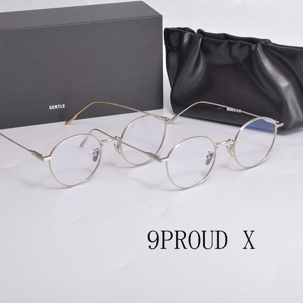 

fashion sunglasses frames 2021 korean brand design gentle 9proud eyeglasses women men round prescription glasses with original, Black