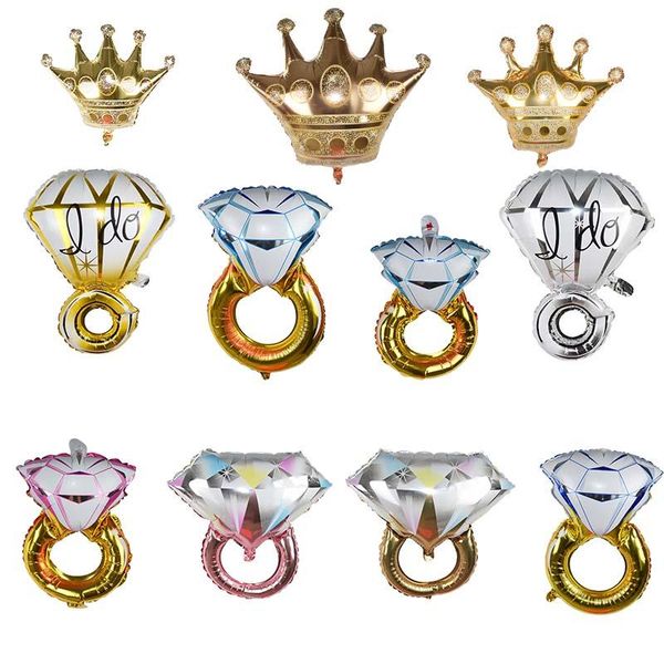 

party decoration 1pc diamond ring foil balloons propose marriage decor inflatable helium ballon valentines wedding decorative balons supply