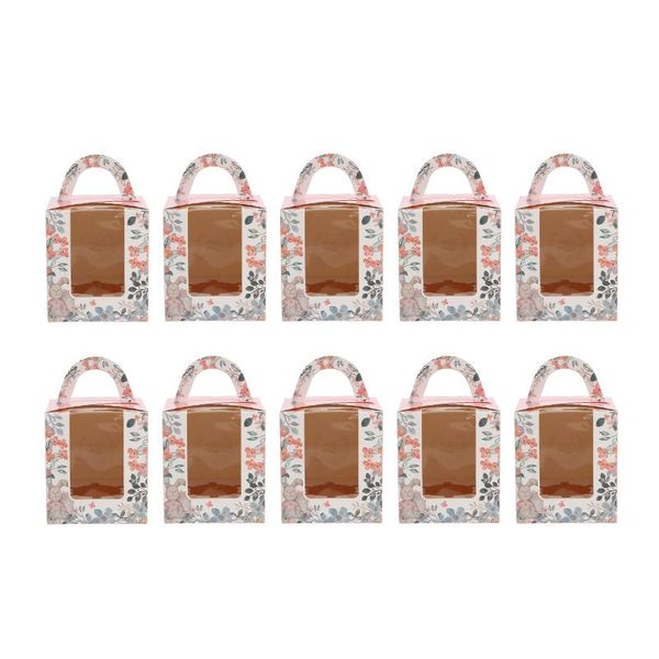 

set 10pcs portable muffin boxes cupcake packing with display window gift wrap