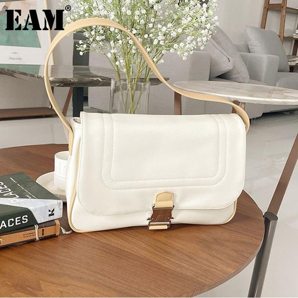 

evening bags [eam] women solid lock brief underarm pu leather flap personality all-match crossbody shoulder bag fashion tide 2021 18a3966