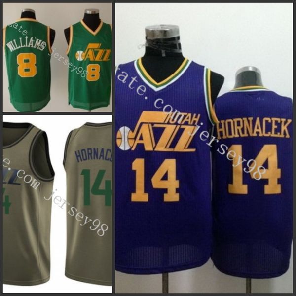 

utah jazz men #8 deron williams #14 jeff hornacek men retro jersey, Black