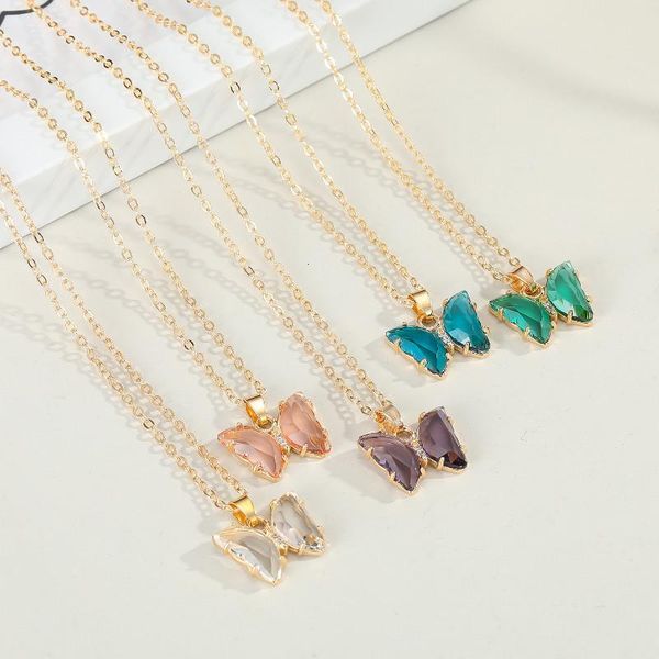 

pendant necklaces simple crystal butterfly necklace party jewelry accessories for women wholesale, Silver