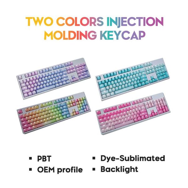 

mechanical keyboard pbt keycaps oem profile 104 keys with backlight for cherry gk61 anne pro 2 sk61 pc gamer keyboards