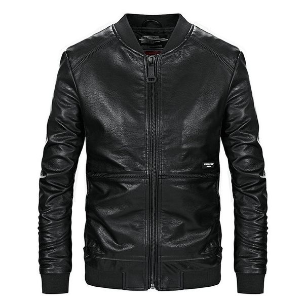 

men's fur & faux drop autumn men leather jacket slim fit stand collar jaqueta couro bomber coat axp196 2rlz, Black