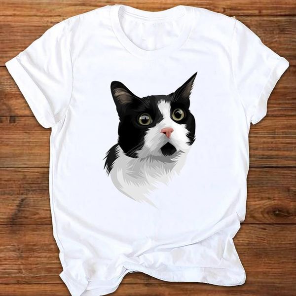 

men graphic cartoon cat pet mens 90s short sleeve ladies printing print clothes lady tees female t shirt, White;black