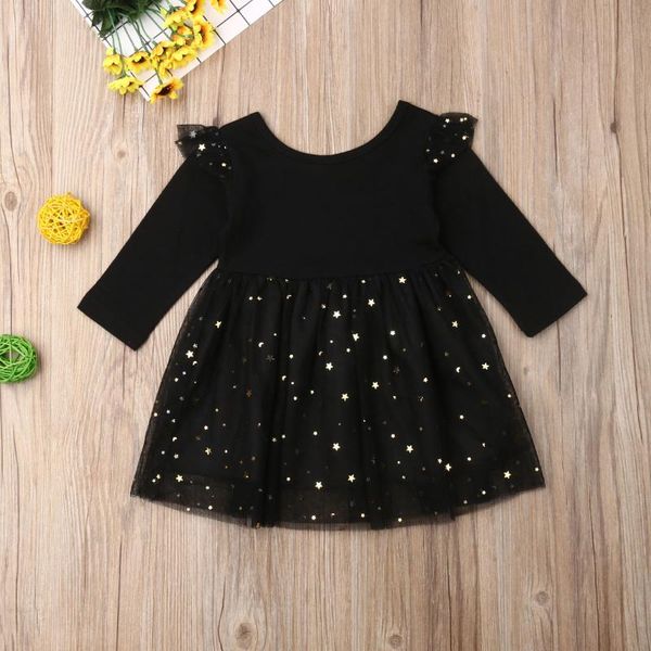

girl's dresses toddler kids baby girls party sequins dress long sleeve wedding bridesmaid princess flying 1-5y, Red;yellow