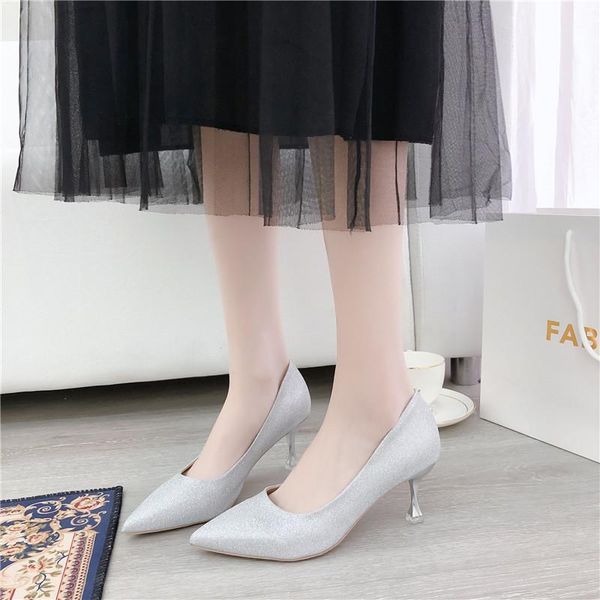 

dress shoes sequined cloth high heels women spring fashion shiny party pumps 6 cm thin heel ladies stiletto 2021, Black