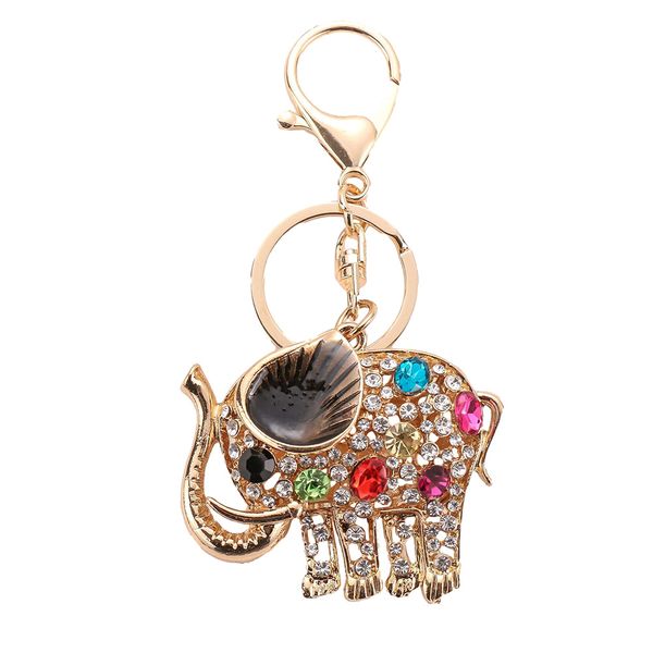 

popular inlaid color cast elephant key ring rhinestone purse bag buckle crystal keys chain - ladies bags pendant 211694, Silver