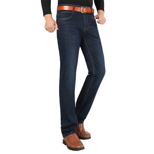 Черные джинсы мужские растягивающие бренд джинсовые брюки мужские брюки ковбои эластичные удлиненные джинсы плюс размер синяя большая высокая мужская одежда 210331