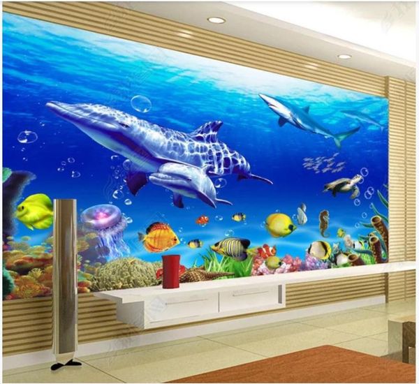 

custom po wallpaper for walls 3 d undersea fish ocean dolphin murals living room tv background wall papers home decor wallpapers