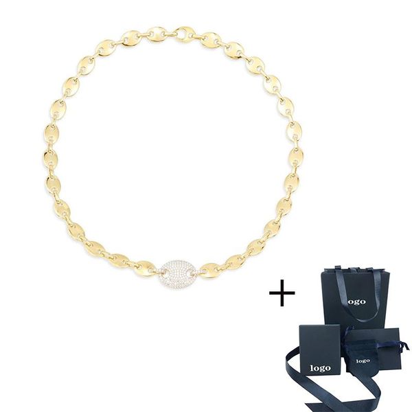 

chains 2021 fashion necklace rose gold sailor clasp chain cubic zirconia slip ring ladies party jewelry, Silver