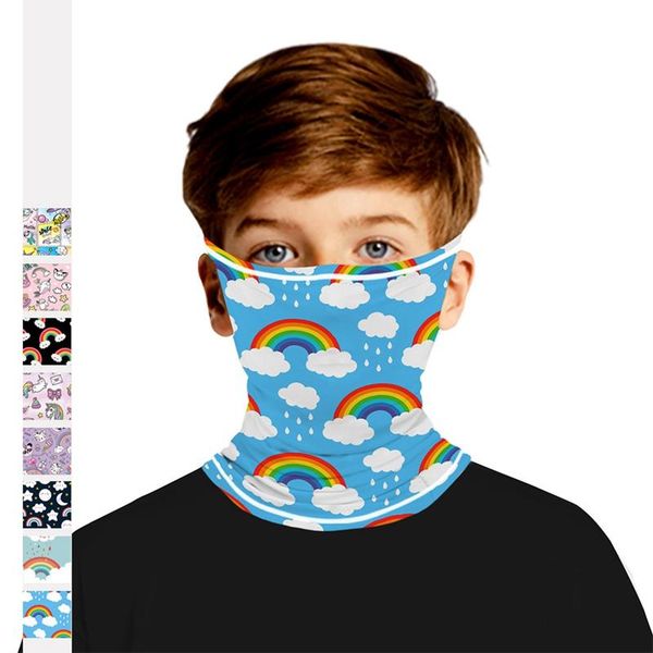 

1pc cute animal pattern hanging ear kids head face neck gaiter tube bandana scarf outdoor cycling sports caps & masks, Black