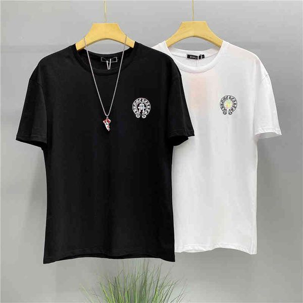 

croosin summer tide brand colorful reflective ghost sanskrit horseshoe print short t-shirt men's and women's loose cas, White;black