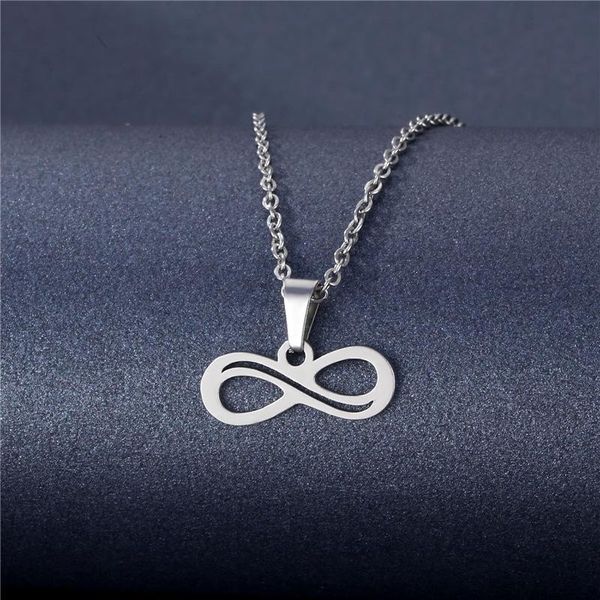 

chokers simple stainless steel love lock 8 number pendant necklace silver color link chain necklaces for women girls jewelry gifts, Golden;silver