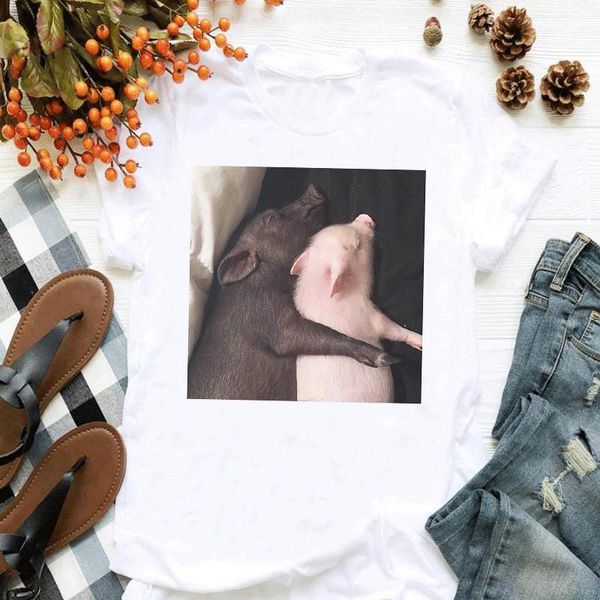 

women's t-shirt fashion arrival cute pig printed female loose t shirt casual women short sleeve clothes ladies soft modal white tee