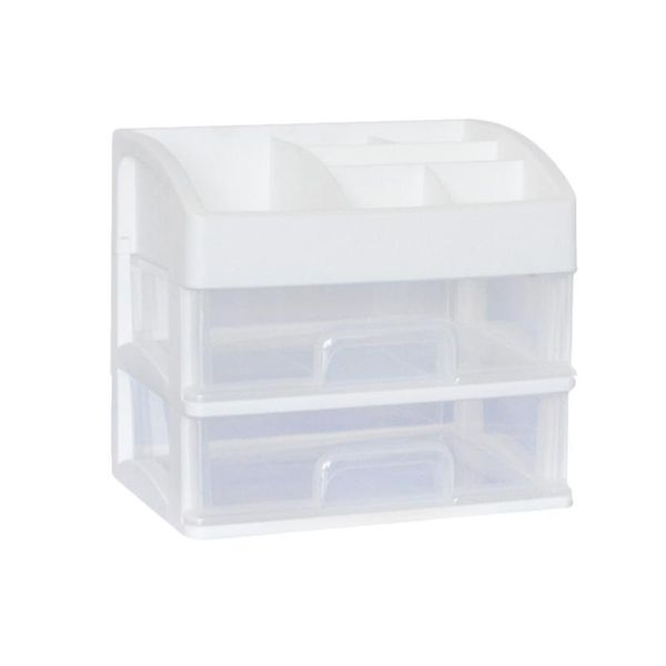 

cosmetics stratified storage box drawer type dresser organizer deskmakeup holder (white) (double layer) boxes & bins