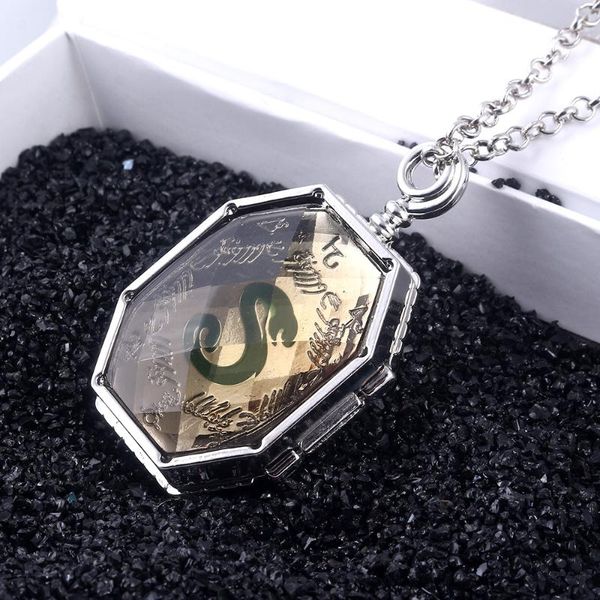 

pendant necklaces mysterious retro horcrux locket slytherin college treasure voldemort necklace keychain tv jewelry, Silver