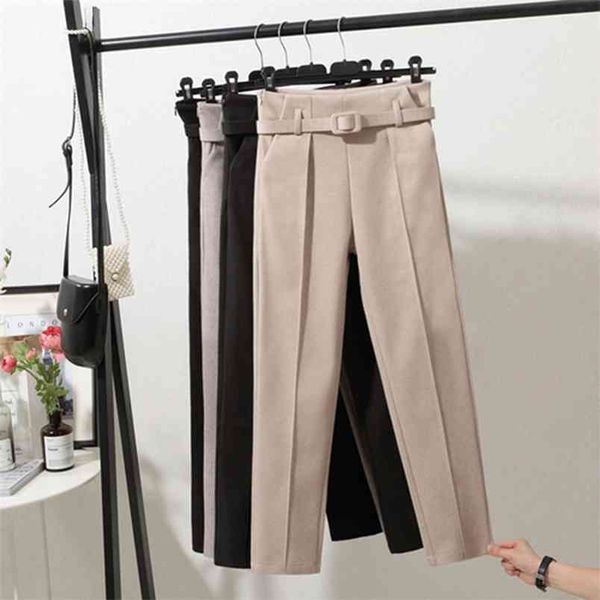 Arrivo Autunno Inverno Corea Moda Donna Pantaloni stile harem Tutto abbinato Casual Solido Allentato Cintura di lana libera S354 210512