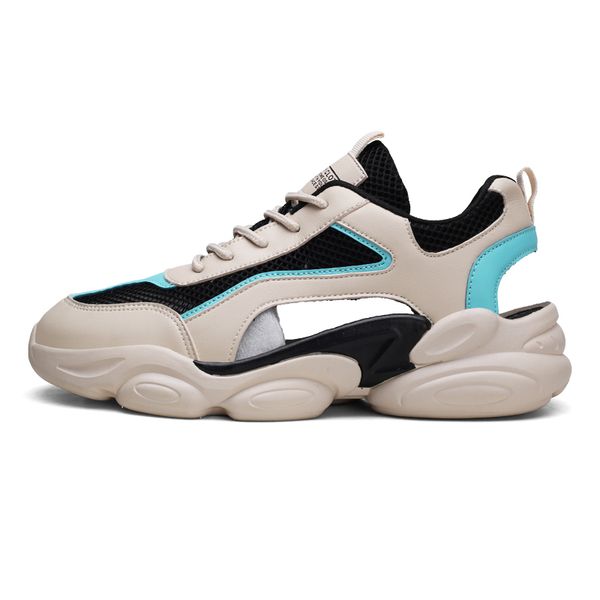 

2021 summer men's shoes white grey green beige trend youth sports increase casual hollow hole size 39-44
