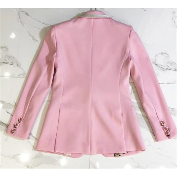 

european and american ladies star the latest models of high-end three-dimensional rose button print lined with pink slim blazers, White;black