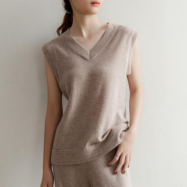 

women's sweaters autumn winter 100% cashmere sweater vest women sleeveless v-neck knitted female solid color casual tank pullovers gir, White;black