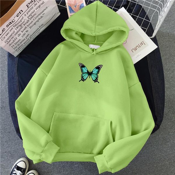 

women's hoodies & sweatshirts winter butterfly print graphics for girls streetwear hip sweatshirt women casual hoody korean fashion lon, Black