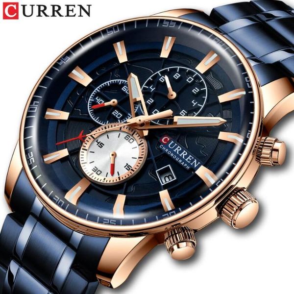 

wristwatches men's watch curren 8362 chronograph sport men fashion stainless steel relogio masculino, Slivery;brown