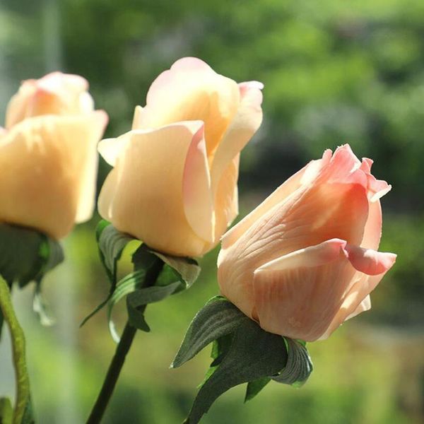 

decorative flowers & wreaths artificial rose flower bouquet red silk roses with stem for diy home garden wedding table party decoration